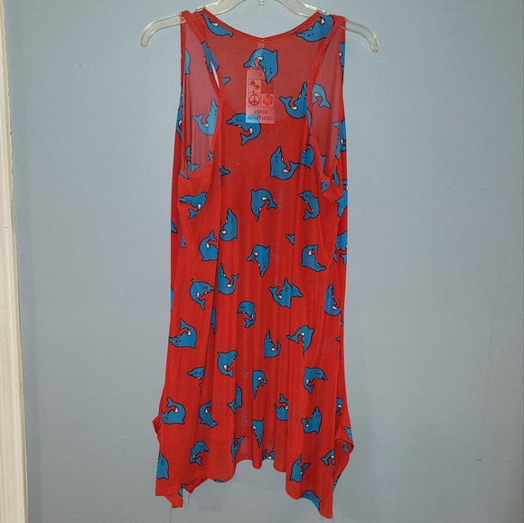 New! SWIMSUIT COVERUP 🐬 Dolphin Print Sheer Tank - Picture 10 of 11